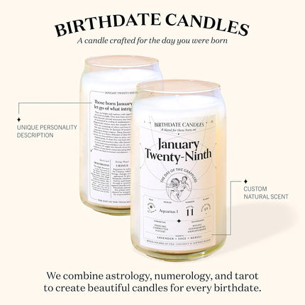 Birthdate Candles, April 18 - Aries Zodiac Scented Candles Birthday Gift - Mint, Geranium & Cedarwood Scent - All-Natural Soy & Coconut Wax, 60-80 Hour Burn Time - Made in USA