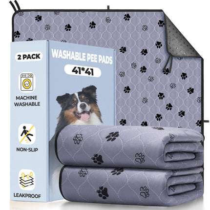 Washable Pee Pads for Dogs, Ultra-Absorbent, 2 Pack 36"x41" Gray