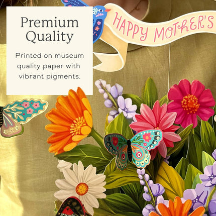 Freshcut Paper Mother's Day Enchanted Garden Pop Up Cards, 15 Inch Life Sized Forever Flower Bouquet 3D Popup Greeting Card, Birthday Cards, Mother's Day Card, Blank Notecard & Envelope