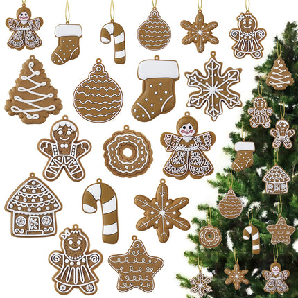 16pcs Gingerbread Man Ornaments for Christmas Tree Decorations