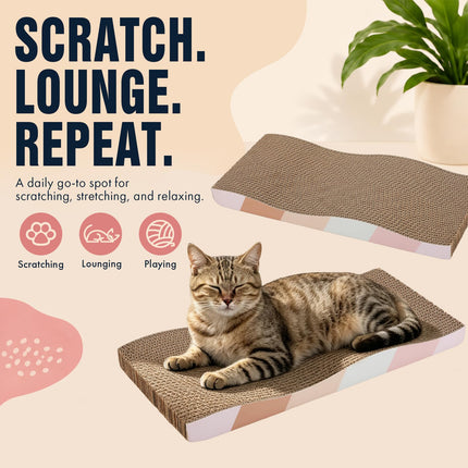Cat Scratching Board cat Scratcher Cat Scratch Pad Cardboard cat scratchers for Indoor Cats Reversible Large Wide Corrugated with Catnip(2pcs)
