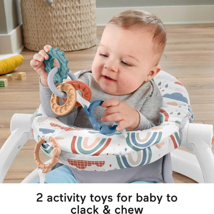 Fisher-Price Portable Baby Chair Sit-Me-Up Floor Seat with Developmental Toys & Machine Washable Seat Pad, Rainbow Showers