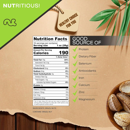 Raw Brazil Nuts In Shell - Whole, (16oz - 1 LB) Packed Fresh in Resealable Bag - Healthy Protein Food Snack, Food Assortments