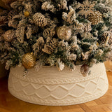Knit Christmas Tree Collar, Christmas Tree Skirt, Cream, 23-30 in