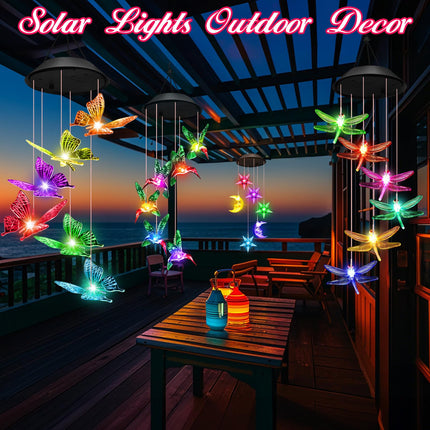 Solar Wind Chimes, Christmas Gardening Butterfly Gifts for Women
