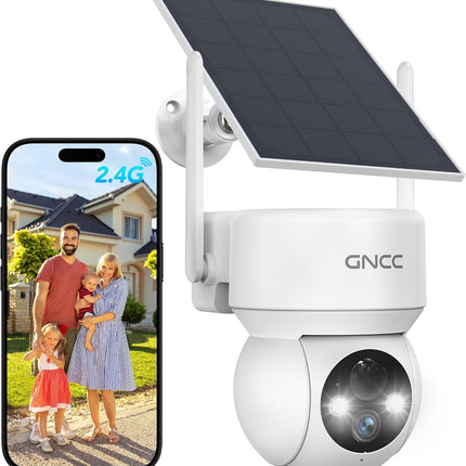 Solar Security Cameras Wireless Outdoor 2.4G WiFi, 360° View, Solar/Battery Powered, AI Human Detection, Color Night Vision, 2-Way Audio, Spotlight Siren Alarm, IP65 Waterproof, SD/Cloud Storage
