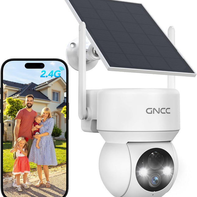 Solar Security Cameras Wireless Outdoor 2.4G WiFi, 360° View, Solar/Battery Powered, AI Human Detection, Color Night