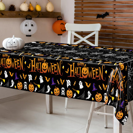 4 Pack Halloween Tablecloth 54 x 108 Inch Pumpkin Spider Web Table Cover