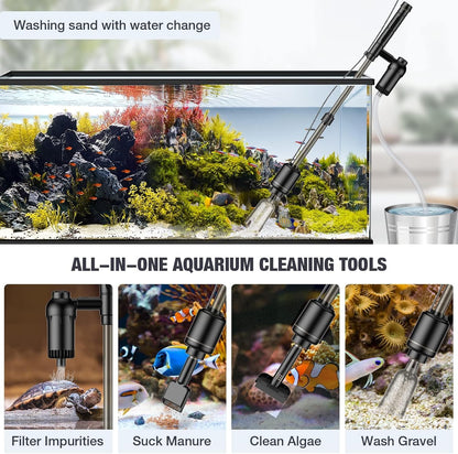 Aquarium Vacuum Gravel Cleaner, 18W Electric Fish Tank Cleaner Vacuum - photo 2