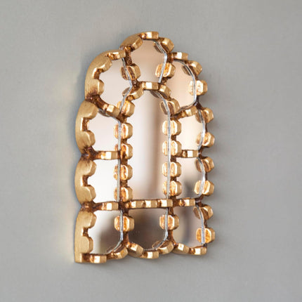 Handmade Peruvian Mirror Small Arch – Small Accent Mirror 6" – Gold Bronze Leaf Mirrors for Gallery Wall & Home Decor