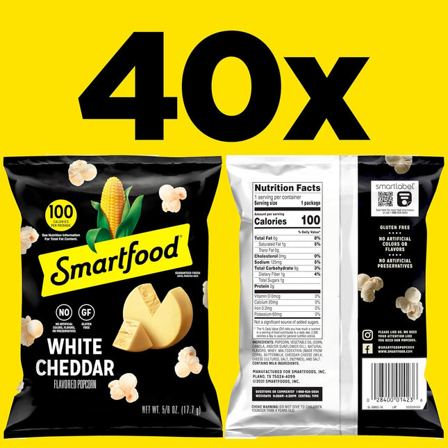 Popcorn, White Cheddar, 0.625 Ounce (Pack of 40)