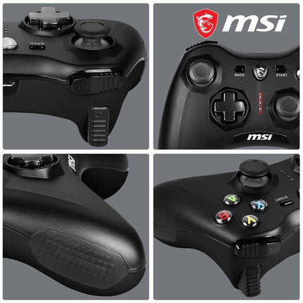 msi Force GC30 V2 Black Wireless Gaming Controller, Dual Vibration Motors, Dual Connection Modes, Interchangable D-Pads, Compatible with PC & Android