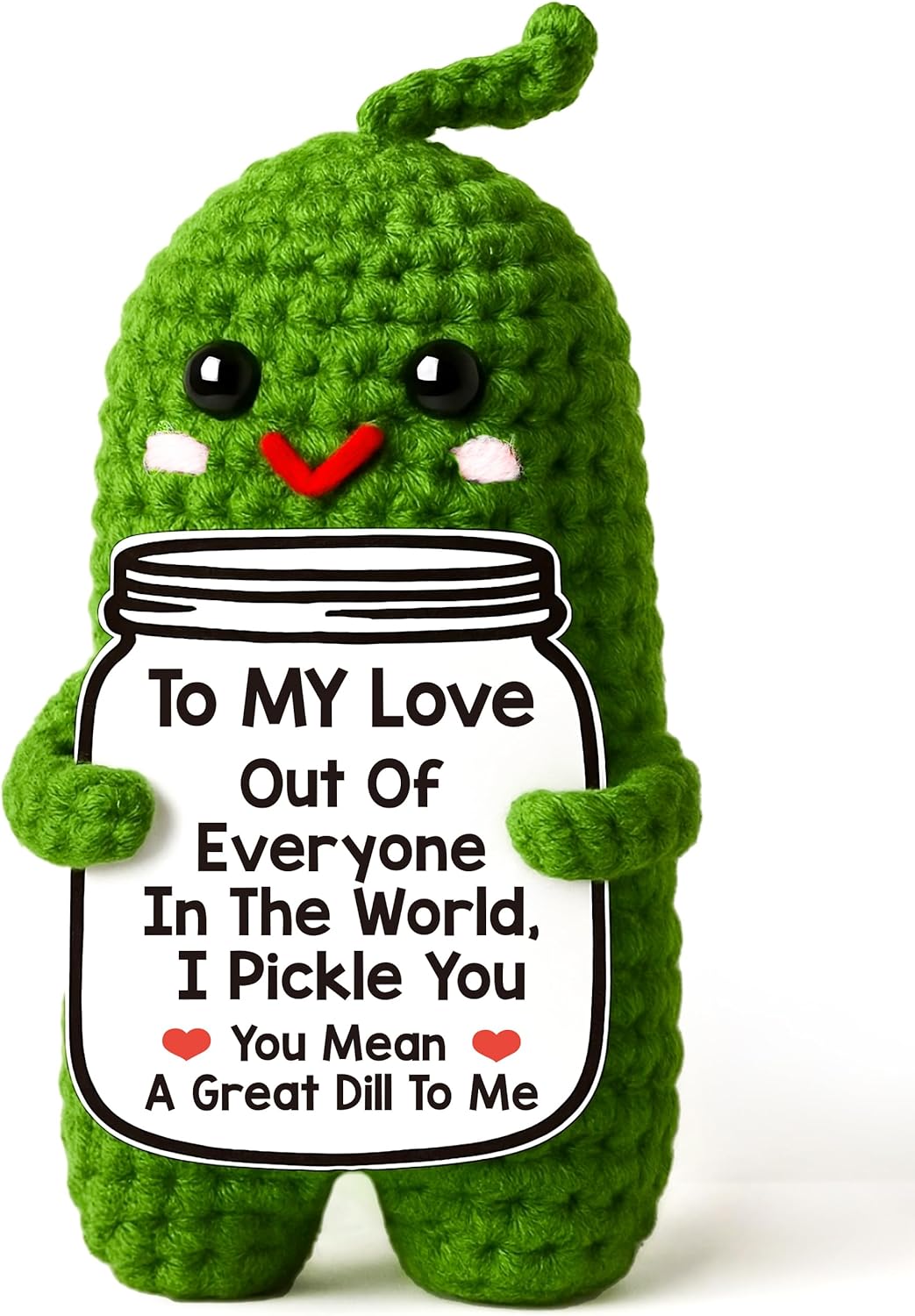 Crochet Pickle Plush with Romantic Message