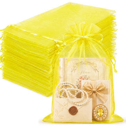 100Pcs White Organza Bags 3x4in,Small Mesh Drawstring Gift Bag