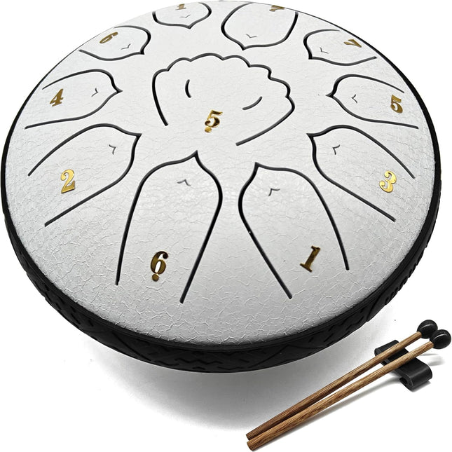 Rain Drum for Outside Garden, 6 Inch 11 Notes Steel Tongue Drum, Meditation Yoga Relaxation Percussion Instrument, Easy
