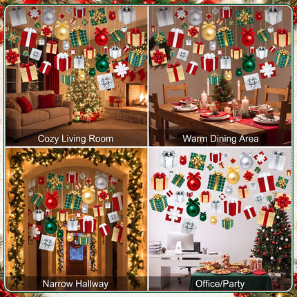 44 Pcs Christmas Hanging Ceiling Decorations Ball and Gift Box Cutout
