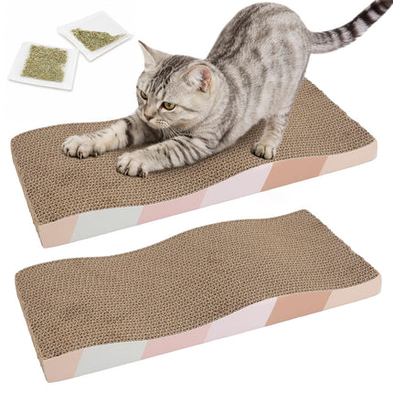 Cat Scratching Board cat Scratcher Cat Scratch Pad Cardboard cat scratchers for Indoor Cats Reversible Large Wide Corrugated with Catnip(2pcs)