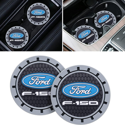 Car Cup Coaster, 2PCS Universal Non-Slip Cup Holders, Compatible with Ford F150 Series Car Cup Holder Coasters，Car Drink Coaster Holder Accessory, Black