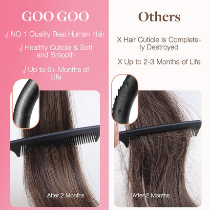GOO GOO I Tip Hair Extensions Real Human Hair, 24inch 50g 50S, Cold Fusion I Tip Hair Extensions, Invisible Remy Hair, 1 Jet black
