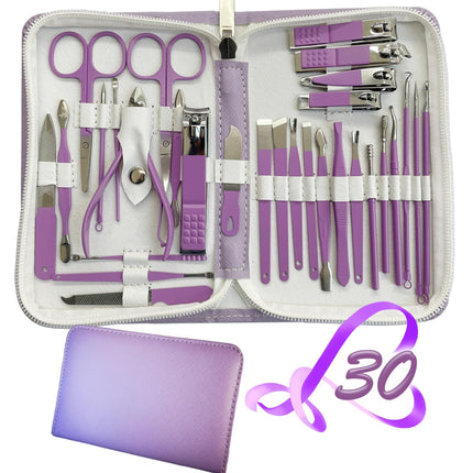 Manicure Set 30 in 1 Nail Clipper set, nail clippers, fingernail & toenail clippers, Manicure Tools, pedicure tools, Suitable for Travel Manicure Kit, Nail Set Kit With Everything