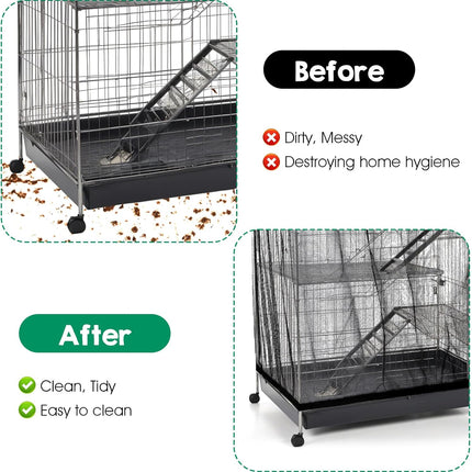 2Pcs Bird Cage Seed Catcher, Adjustable White Bird Cage Net Birdcage Cover Skirt Nylon Mesh Netting, Stretchy Birds Cages Guard for Parrot Parakeet Macaw African Any Cages Cover