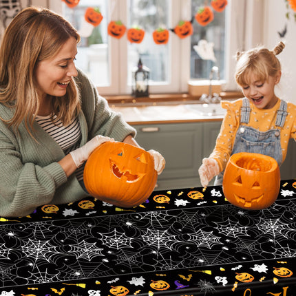 4 Pack Halloween Tablecloth 54 x 108 Inch Pumpkin Spider Web Table Cover