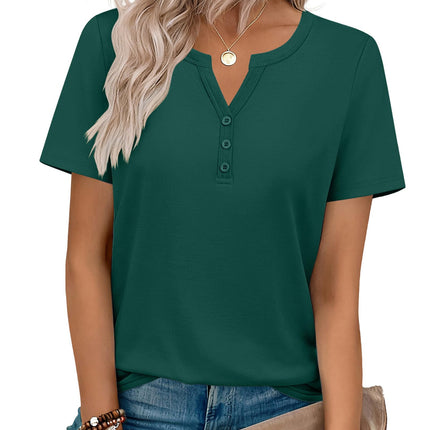 Blusas de verano para mujer con cuello V y manga corta, elegantes y casuales
