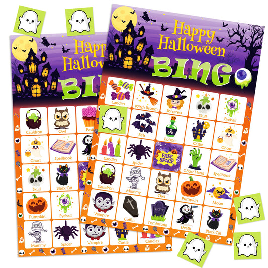 Halloween Games - Halloween Bingo for Kids | Halloween Party Favors - 24 Players Halloween Toys Gifts Party Supplies 