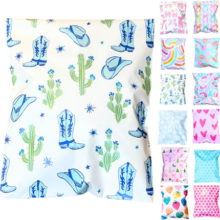 10x13 Colourful and Stylish 25 Pack Poly Mailer Bags with Unique Designs | Waterproof, Tear-Resistant, Durable Shipping Bags Ideal for Gifts, Small Businesses, and Secure Packaging | Western Cowboy