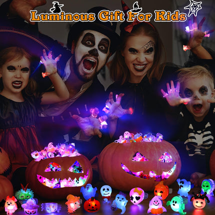 50pcs 3D Halloween Toys Light Up Ring Gifts Halloween Party Favors