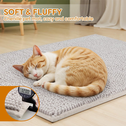 Soft Chenille Cat Litter Box Mat, Ultra Absorbent, 36'' x 30''