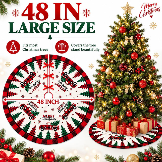 Christmas Tree Skirt Red Buffalo Plaid Xmas Tree Skirts Mat 48 Inches