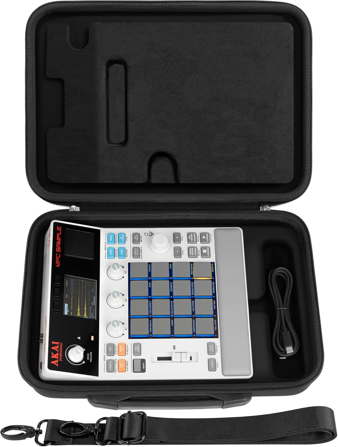 Black Hard Shell Travel Case for Compatible Portable Groovebox and Audio Sampler