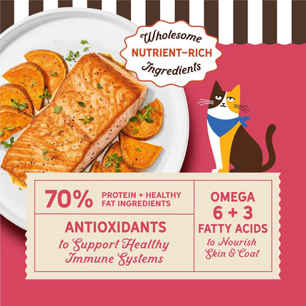 Merrick Purrfect Bistro Grain Free Salmon and Sweet Potato Recipe Natural Dry Cat Food for Adult Cats, High Protein, Outdoor or Indoor Cat Food - 4 lb. Bag