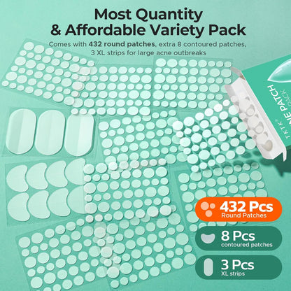 443 Count Pimple Patches for Face, Hydrocolloid Acne Patch Bulk - photo 2