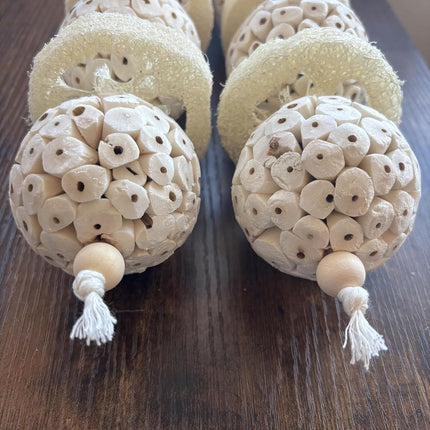 Shred & Destroy Natural Bird Toy - Double Texture Soft & Crunchy - Sola Ball and Loofah Plant - Medium Birds - Cockatiels, Conures - 2 Pack