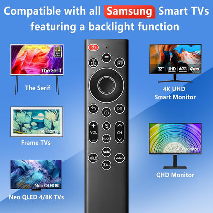 Backlit Replacement Remote for Samsung Smart TV, Compatible with Smart Frame & QLED Curved TVs