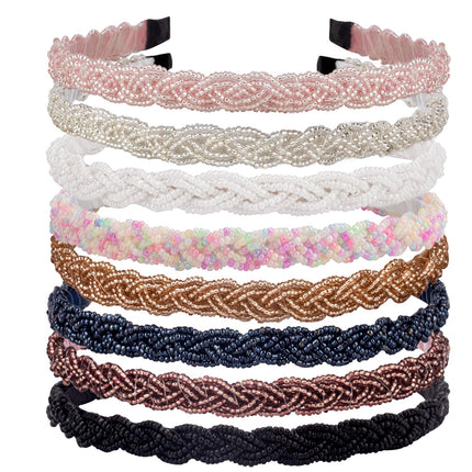 Pearl Headbands Beaded Headband Metal Head Bands No Slip Hair Accessories for Women Girls,10 Pack