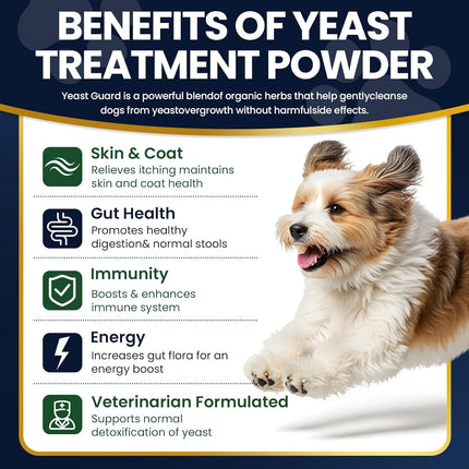 Yeast Guard for Dog Yeast, Yeast Powder for Dogs,Supports Healthy Ears, Skin and Paws, All Aatural Herbal Formula, Reduces Inflammation and Irritation, Relieves Dogs Allergies,Gentle Dog Yeast Relief