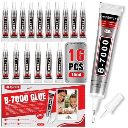 B-7000 Craft Glue for Jewelry Making - 15ml/0.5oz (16 Pack) - Multi-Function B-7000 Super Adhesive Glues Liquid Fusion Glue for Rhinestones Crafts, Clothes Shoes, Fabric, Jewelry Making, Cell Phones