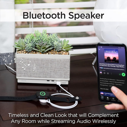 iHome PowerPlant Charging Station, Faux Succulent with USB Charging Station (Power Plant Speaker)