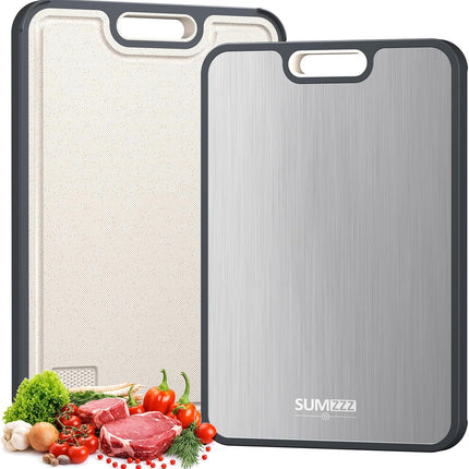 Titanium Cutting Board for Kitchen, Cutting Board Double Sided Food Grade, Pure Titanium/PP, Easy to Clean Large Size 15”×10.3”