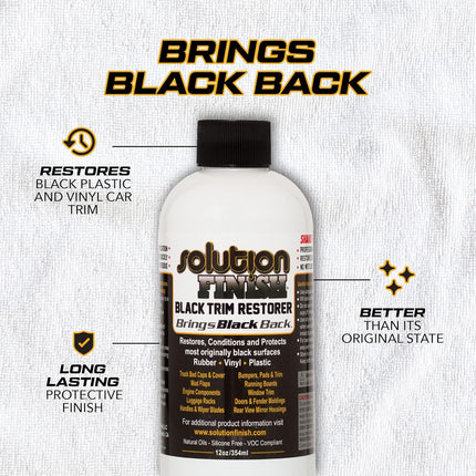 Black Plastic & Vinyl Trim Restorer - Use for Car and Truck Detailing, No Wet Look, Instantly Revives Color to Trim, Bumpers, Mud Flaps, Etc., Black (12 oz)