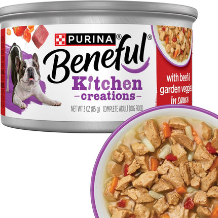 Purina Beneful Kitchen Creations With Beef and Garden Veggies in Sauce Wet Dog Food - (Pack of 12) 3 oz. Cans