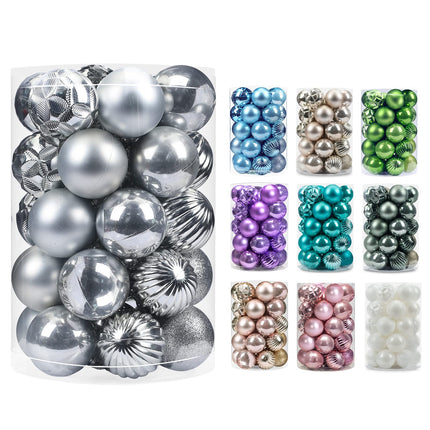 2.36''/60mm 34ct Christmas Ball Large Ornaments Party Decorations Shatterproof Festival Pendant Hangings for Xmas Tree Decor (60mm, Dark Blue)