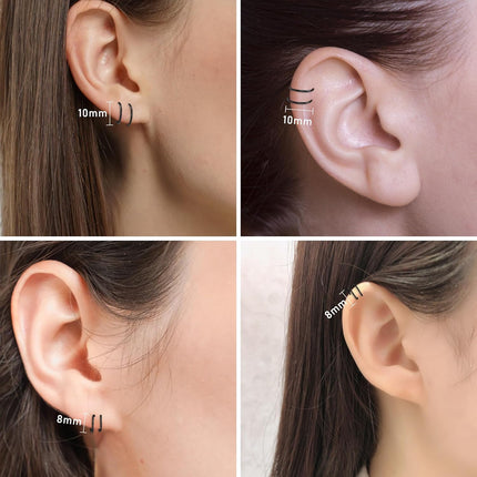 Trinckle 2 Pairs Double Hoop Earrings, Gold Cartilage Earrings for Women, Small Silver Helix Piercing Jewelry,Spiral Nose Ring Tiny Twist Earrings as Gift for Teen Girls