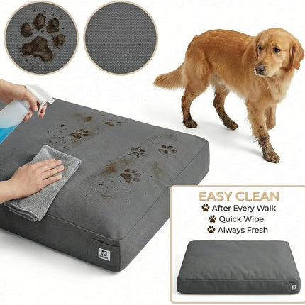 Sytopia 42 Inch Canvas Outdoor Dog Bed for Extra Large Dogs, Durable Indoor Patio Pet Pad for Crate, Waterproof Machine Washable Removable Cover, Dark Grey