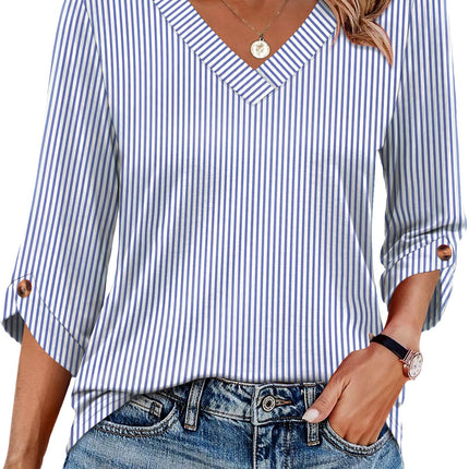 3/4 Length Sleeve Womens Tops Dressy Casual Blouses V Neck T Shirts Summer Tops Spring Outfits Loose Fit