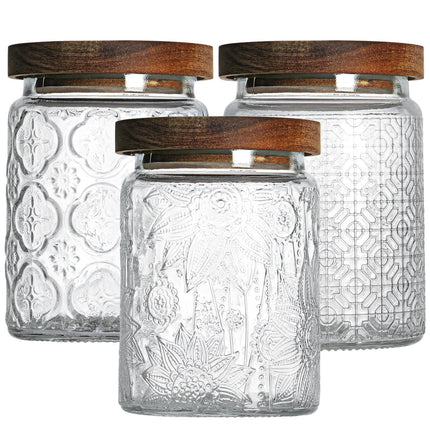 Vintage Glass Jar with Lid, Airtight Candy Coffee Canister Food Storage
