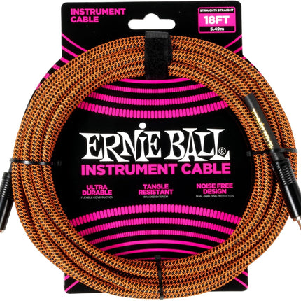 Ernie Ball Braided Instrument Cable, Straight/Angle, 10ft, Black (P06081)